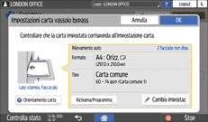 Illustrazione della schermata sul pannello di controllo