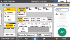 Illustrasjon av betjeningspanelet
