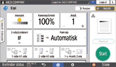 Illustrasjon av betjeningspanelet