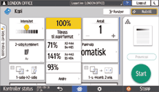 Illustrasjon av betjeningspanelet