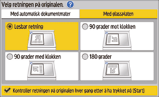 Illustrasjon av betjeningspanelet