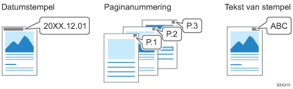 Illustratie van datum, paginanummer en tekst stempelen