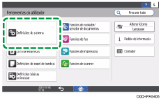 Ilustração do ecrã do painel de operação