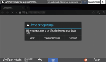 Ilustração do ecrã do painel de operação
