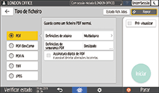 Ilustração do ecrã do painel de operação