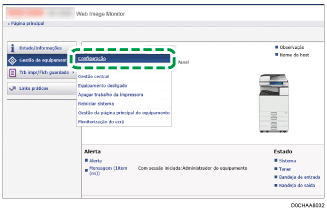 Ilustração do ecrã do web browser
