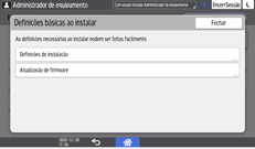 Ilustração do ecrã do painel de operação