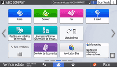 Ilustração do ecrã do painel de operação