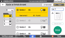 Ilustração do ecrã do painel de operação