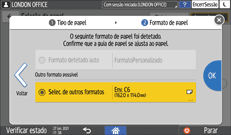 Ilustração do ecrã do painel de operação