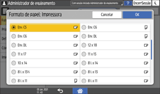 Ilustração do ecrã do painel de operação