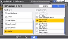 Ilustração do ecrã do painel de operação