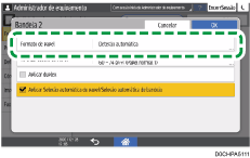 Ilustração do ecrã do painel de operação