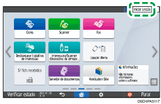 Ilustração do ecrã do painel de operação