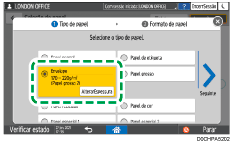 Ilustração do ecrã do painel de operação
