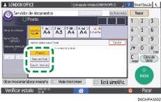 Ilustração do ecrã do painel de operação