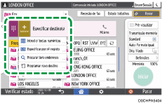 Ilustração do ecrã do painel de operação