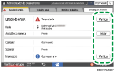 Ilustração do ecrã do painel de operação
