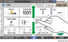 Ilustração do ecrã do painel de operação