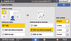 Ilustração do ecrã do painel de operação