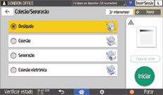 Ilustração do ecrã do painel de operação