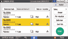 Ilustração do ecrã do painel de operação
