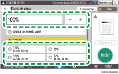 Ilustração do ecrã do painel de operação