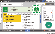 Ilustração do ecrã do painel de operação