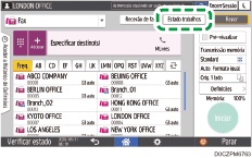 Ilustração do ecrã do painel de operação
