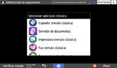 Ilustração do ecrã do painel de operação