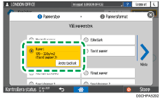 Bild på användarpanelens skärm