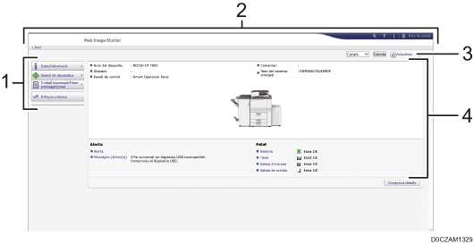 Il·lustració de la pantalla del navegador web (il·lustració de referència enumerada)