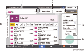 Číslovaná ilustrace ovládacího panelu zařízení