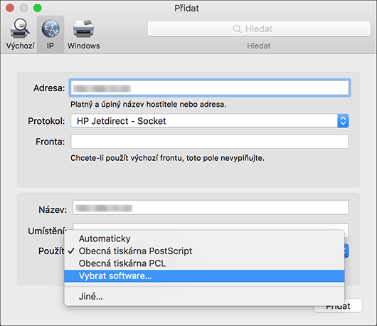 Ilustrace obrazovky ovladače