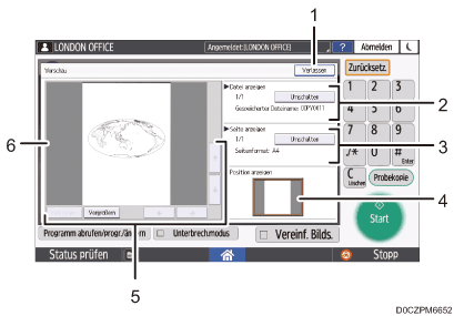 Nummerierte Abbildung Bedienfeld-Bildschirm
