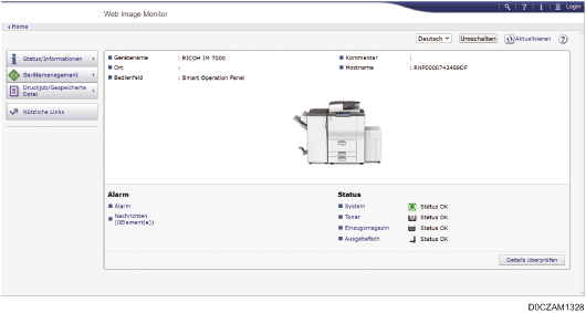 Webbrowser-Bildschirmdarstellung