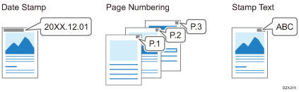 Illustration of stamping date, page number, and text