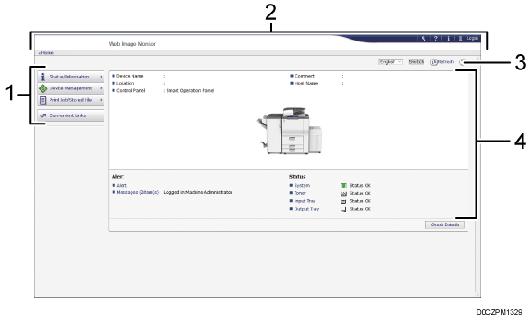 Web browser screen illustration numbered callout illustration