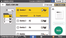 Ilustración de la pantalla del panel de mandos