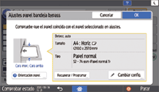 Ilustración de la pantalla del panel de mandos