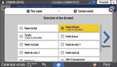 Ilustración de la pantalla del panel de mandos