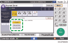 Ilustración de la pantalla del panel de mandos
