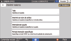 Ilustración de la pantalla del panel de mandos