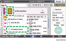 Ilustración de la pantalla del panel de mandos