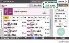 Ilustración de la pantalla del panel de mandos