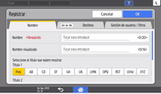 Ilustración de la pantalla del panel de mandos