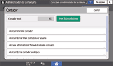 Ilustración de la pantalla del panel de mandos