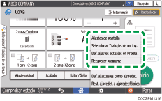 Ilustración de la pantalla del panel de mandos