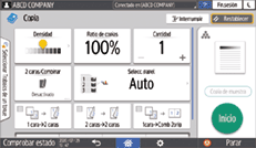 Ilustración de la pantalla del panel de mandos