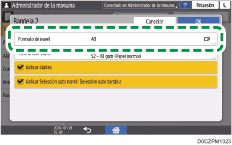 Ilustración de la pantalla del panel de mandos